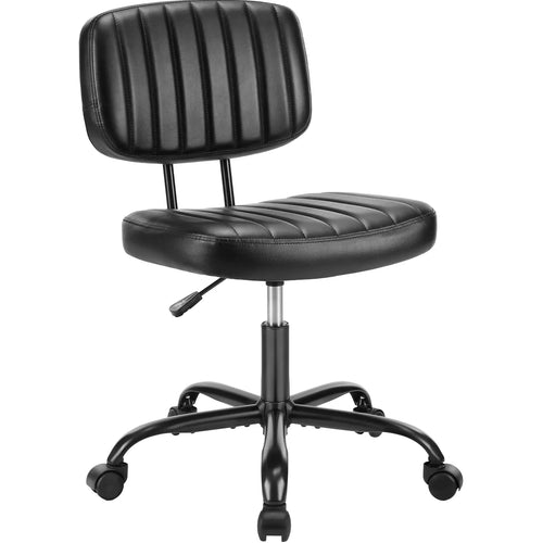 Armless Ergonomic Office Chair with Lumbar Support, Height Adjustable and 360° Swivel for Compact Spaces