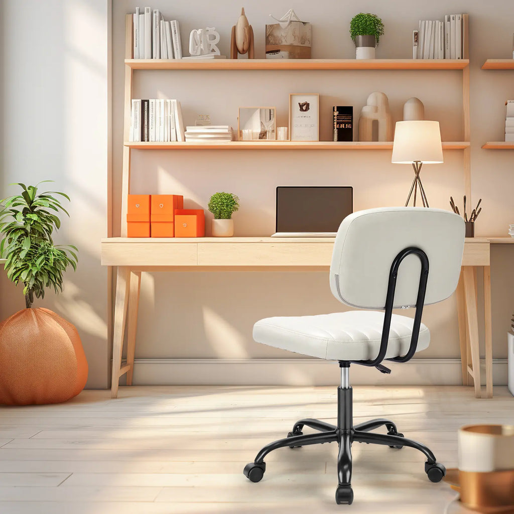 Armless Ergonomic Office Chair with Lumbar Support, Height Adjustable and 360° Swivel for Compact Spaces