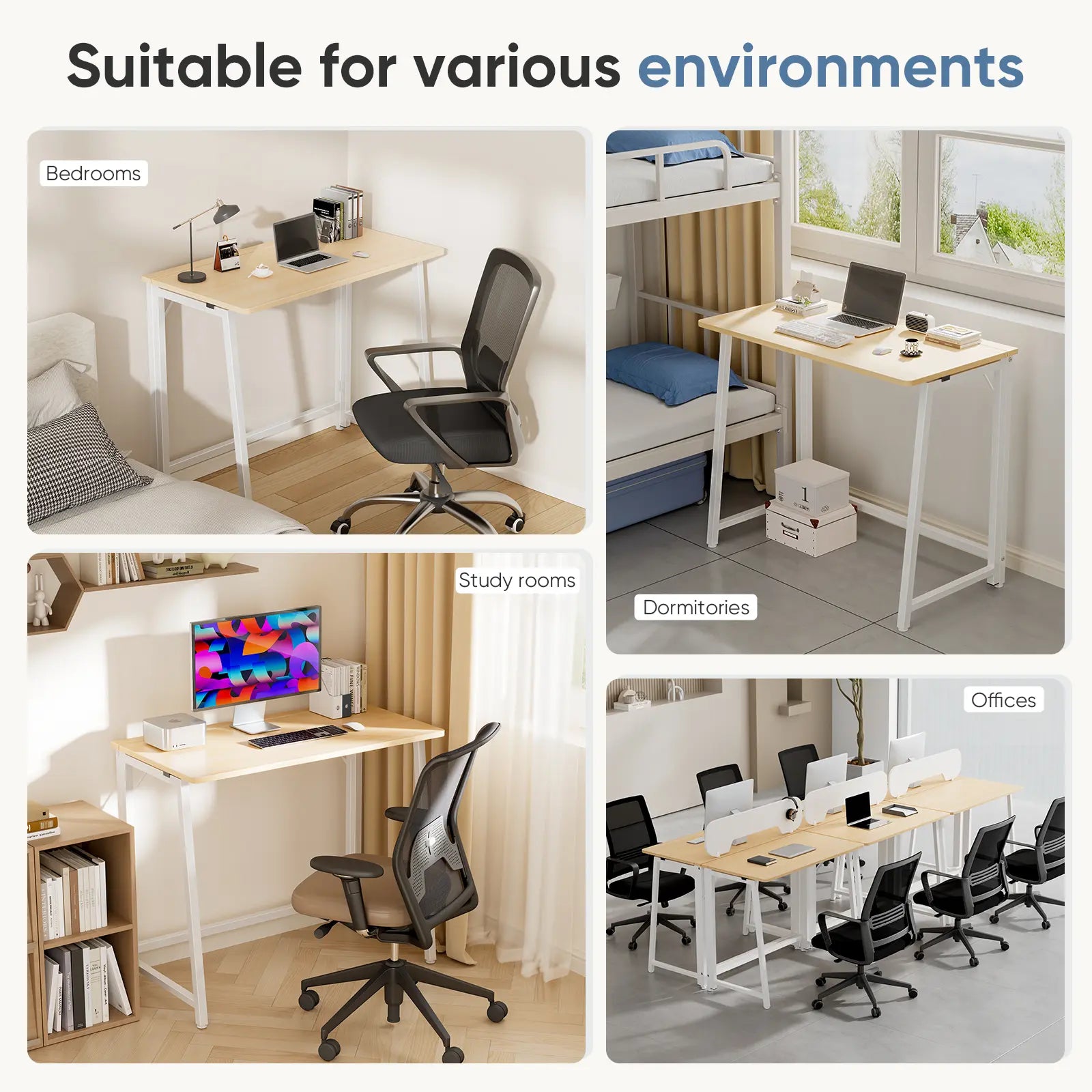 Sweetcrispy 31.5-Inch Modern Compact Folding Computer Desk - Steel Frame, P2 Particle Board, Easy Assembly, Oak Finish for Small Home Office Spaces