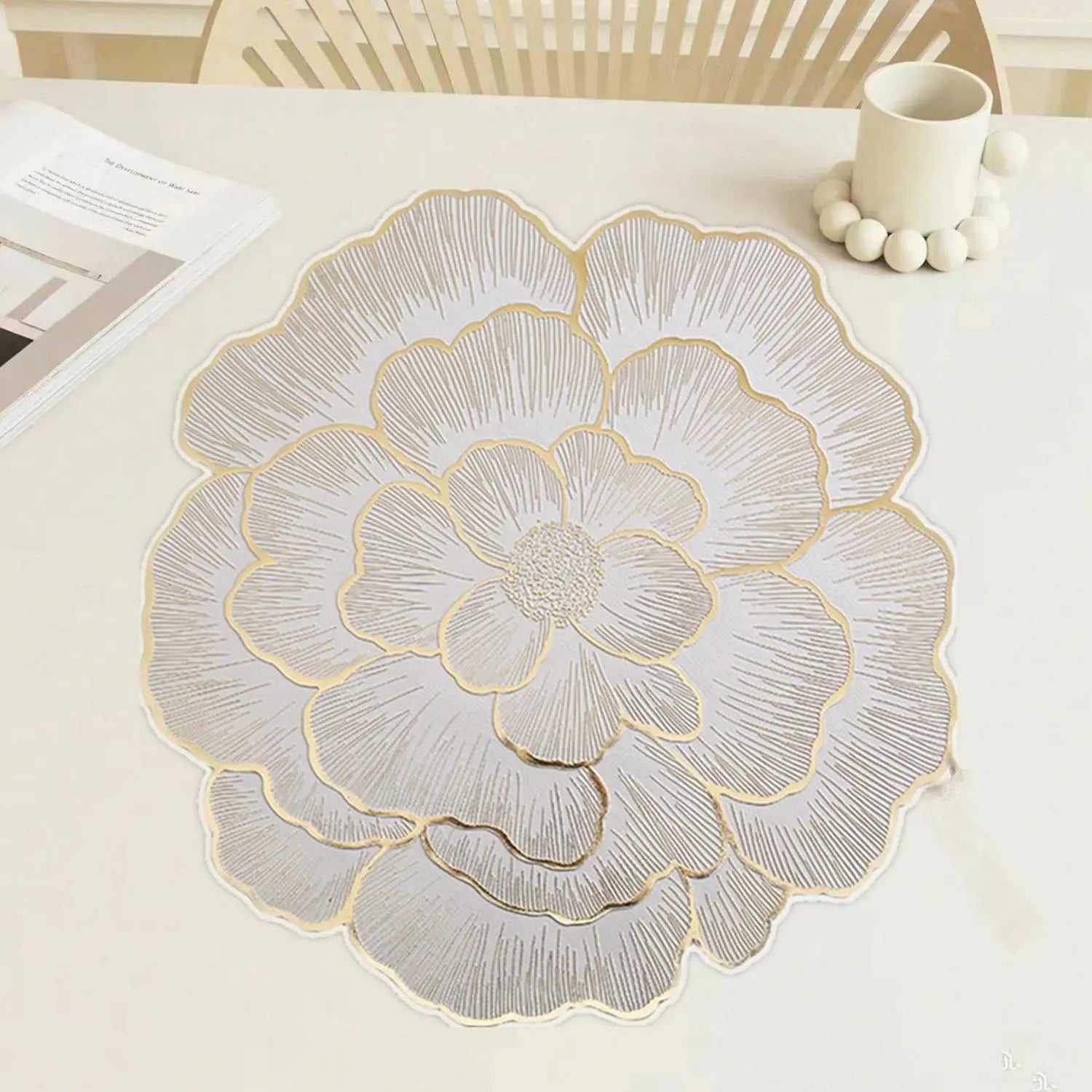Floral Pattern Placemats Set of 6 - Heat-Resistant, Non-Slip, Waterproof Dining Table Mats for Home, Kitchen, Dining Room, or Wedding Events - Ideal Valentine's Day Gift