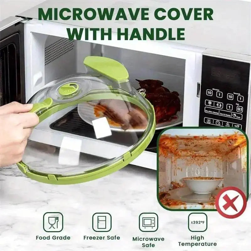 Microwave Splatter Cover with Handle - Reusable Food Lid for Modern Kitchen Accessories