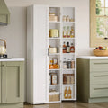 IRONCK 72-Inch Freestanding Kitchen Pantry Storage Cabinet with Wood Frame, Dual Doors, 12 Adjustable Shelves, Metal Casters, and Pre-Drilled Holes for Dining and Living Room Organization