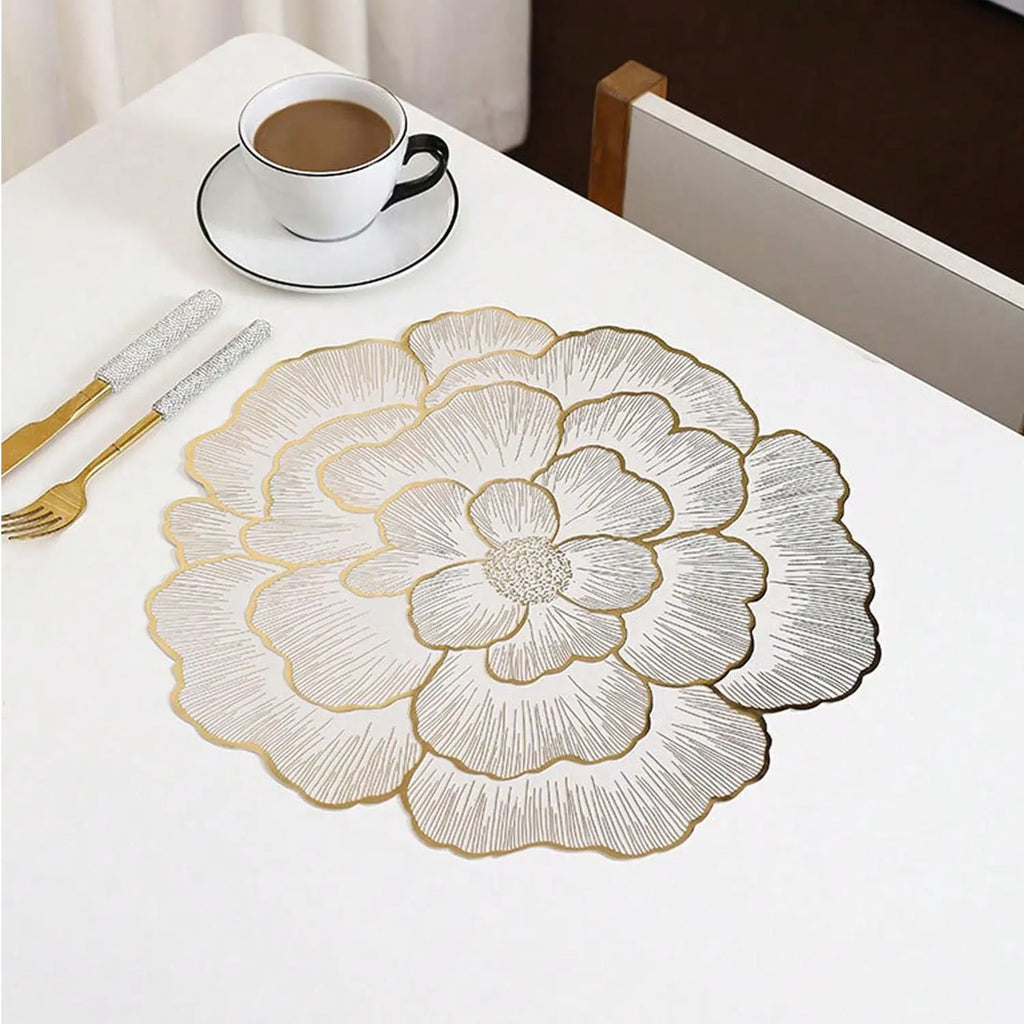 Floral Pattern Placemats Set of 6 - Heat-Resistant, Non-Slip, Waterproof Dining Table Mats for Home, Kitchen, Dining Room, or Wedding Events - Ideal Valentine's Day Gift