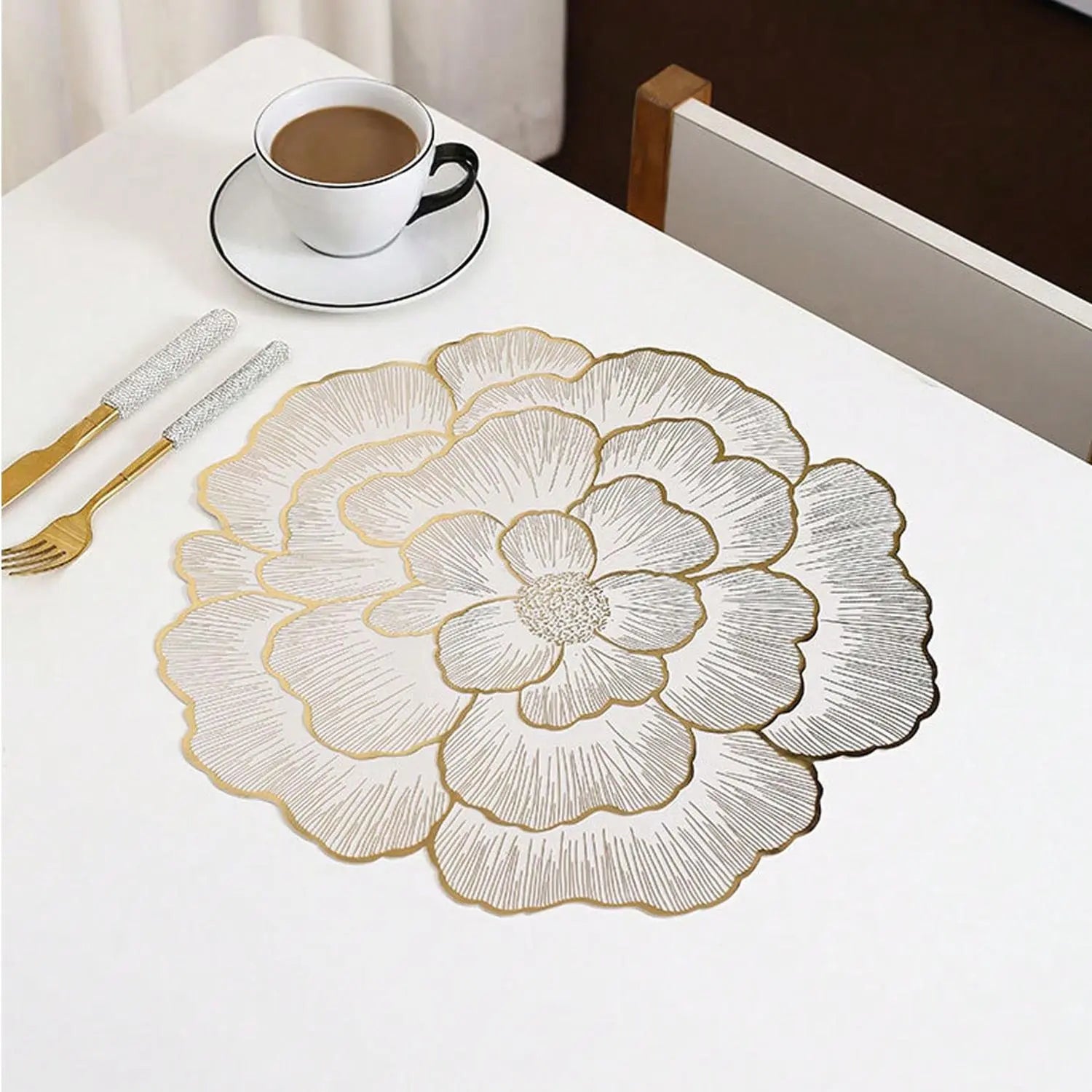 Floral Pattern Placemats Set of 6 - Heat-Resistant, Non-Slip, Waterproof Dining Table Mats for Home, Kitchen, Dining Room, or Wedding Events - Ideal Valentine's Day Gift