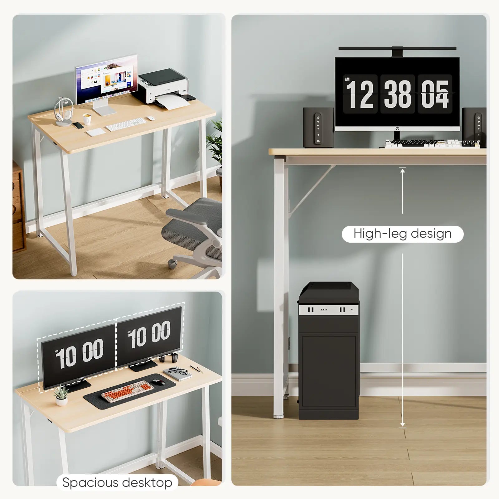 Sweetcrispy 31.5-Inch Modern Compact Folding Computer Desk - Steel Frame, P2 Particle Board, Easy Assembly, Oak Finish for Small Home Office Spaces