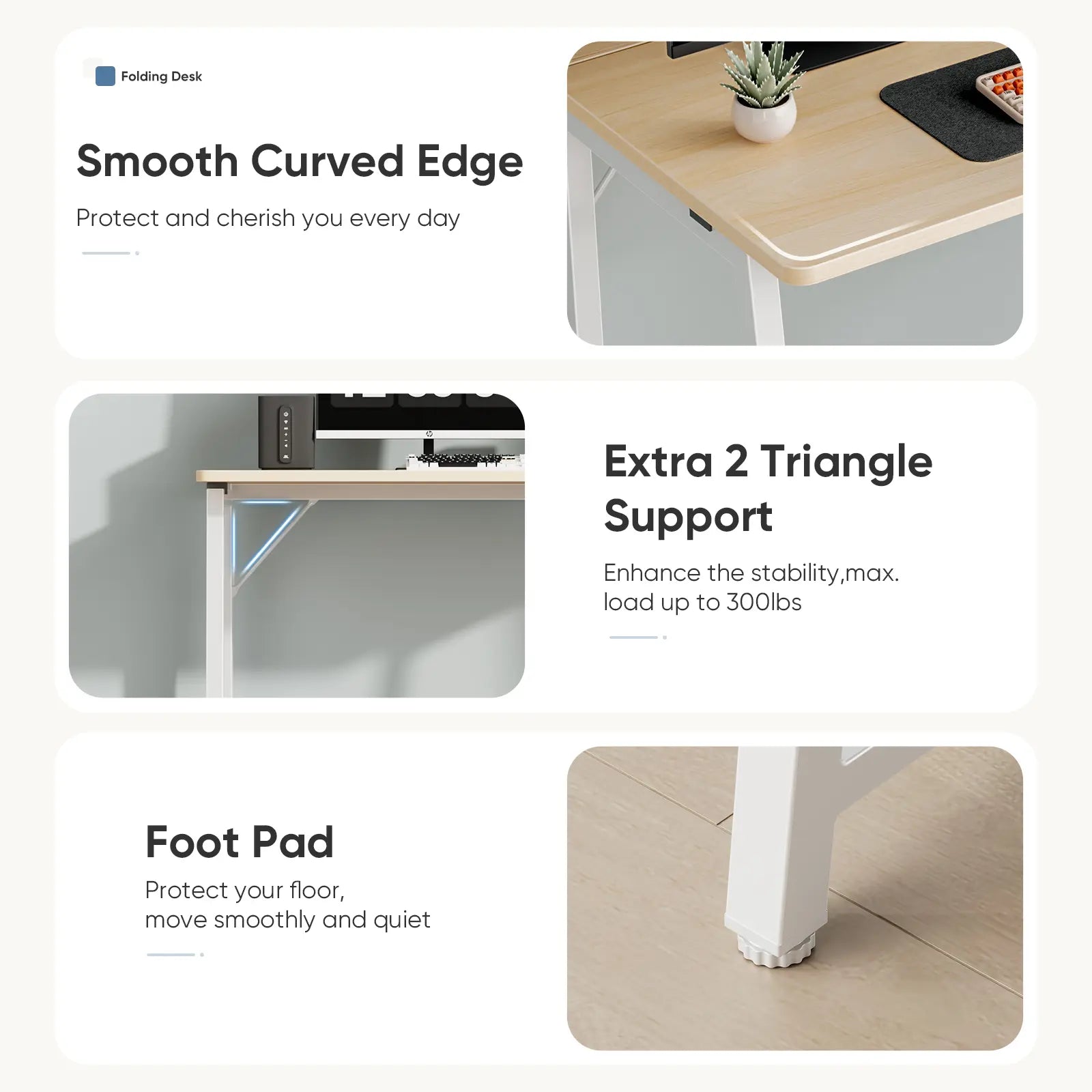 Sweetcrispy 31.5-Inch Modern Compact Folding Computer Desk - Steel Frame, P2 Particle Board, Easy Assembly, Oak Finish for Small Home Office Spaces