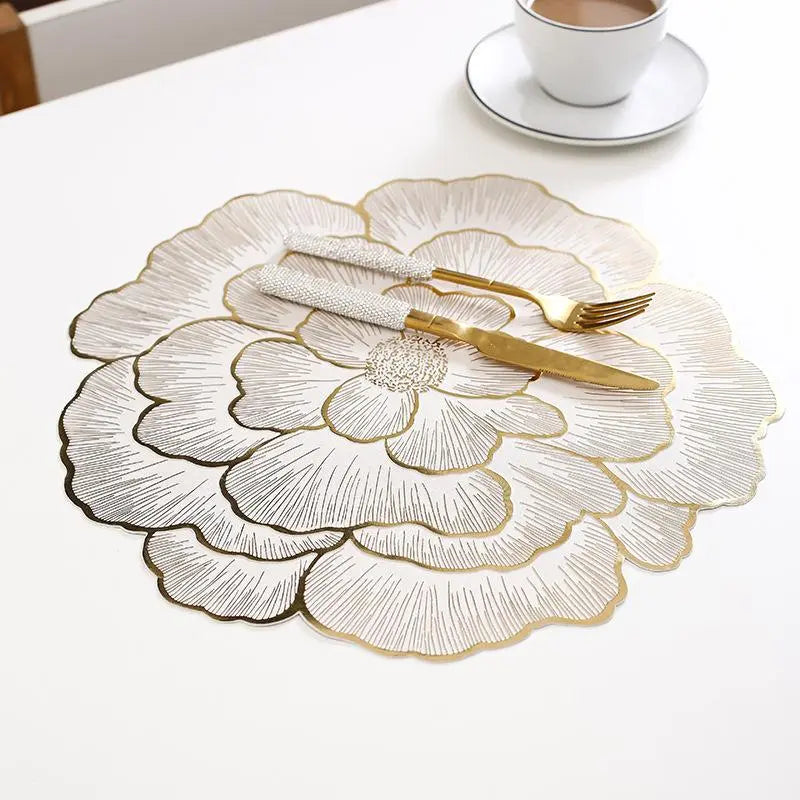Floral Pattern Placemats Set of 6 - Heat-Resistant, Non-Slip, Waterproof Dining Table Mats for Home, Kitchen, Dining Room, or Wedding Events - Ideal Valentine's Day Gift