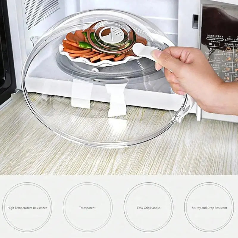 Microwave Splatter Cover with Handle - Reusable Food Lid for Modern Kitchen Accessories