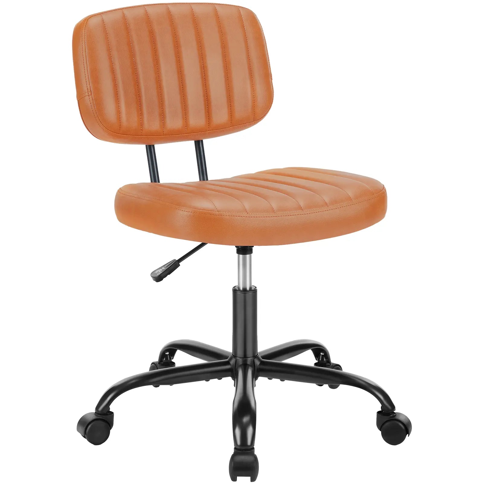 Armless Ergonomic Office Chair with Lumbar Support, Height Adjustable and 360° Swivel for Compact Spaces
