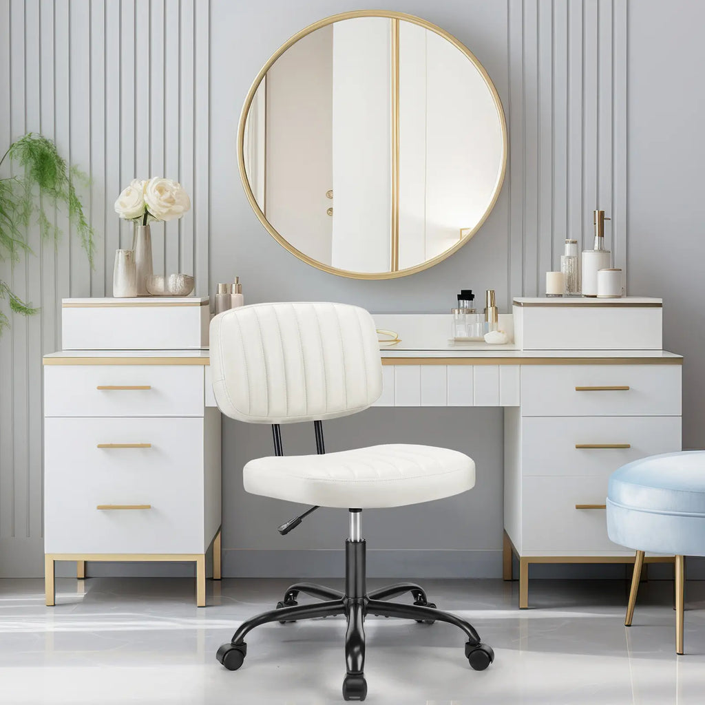 Armless Ergonomic Office Chair with Lumbar Support, Height Adjustable and 360° Swivel for Compact Spaces