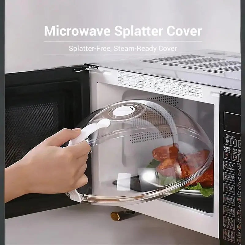 Microwave Splatter Cover with Handle - Reusable Food Lid for Modern Kitchen Accessories