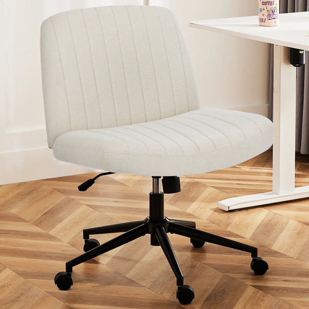 Height Adjustable Criss-Cross Office Chair with Wheels - Armless Swivel Desk Chair for Home and Office Use